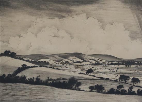 § Christopher Richard Wynne Nevinson (1889-1946) Valley in the South Downs (Guichard 41) 9.75 x 13.75in.